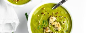 Creamy Roasted Garlic and Kale Soup with Cauliflower